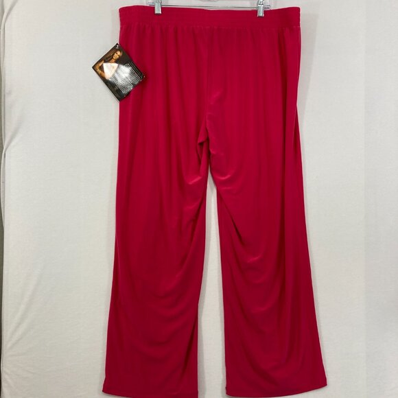 New IMAN size 2X Pink Red Soft Stretch Flowy Wide Leg Pull-on Pants Comfy - Picture 8 of 9